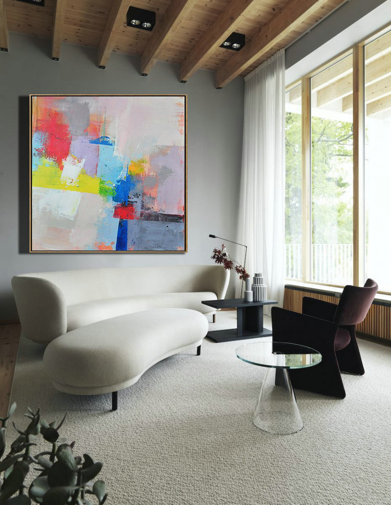 Original Extra Large Wall Art,Palette Knife Contemporary Art Canvas Painting,Decorating A Big Living Room,Pink,Red,Blue,Yellow,Violet Ash.etc